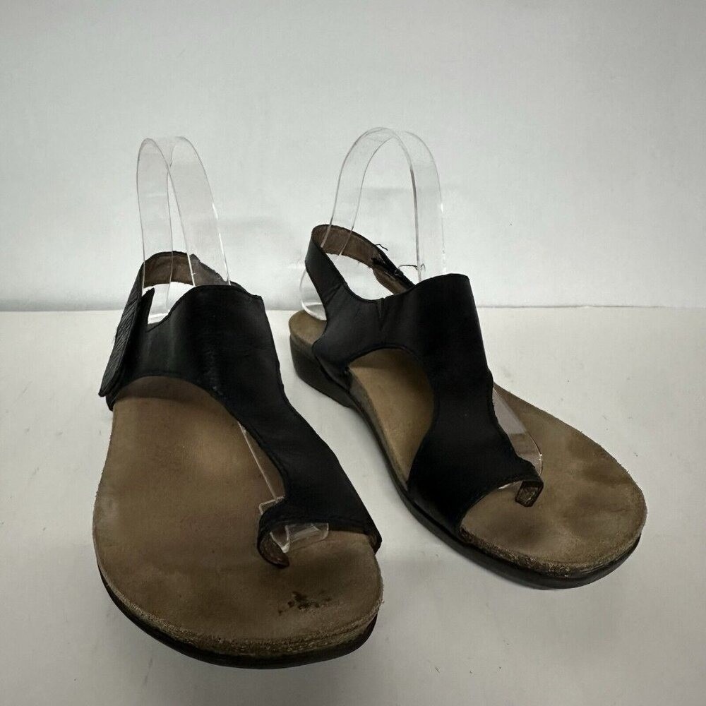 Dansko Womens 39 8.5-9 Reece Sandals Shoes Black Leather Toe Loop Slingback